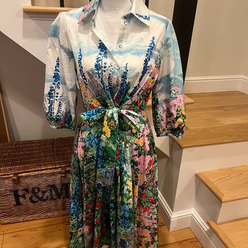 Suzannah London Sacramento Shirt Dress Rose Garden Print UK Size 10